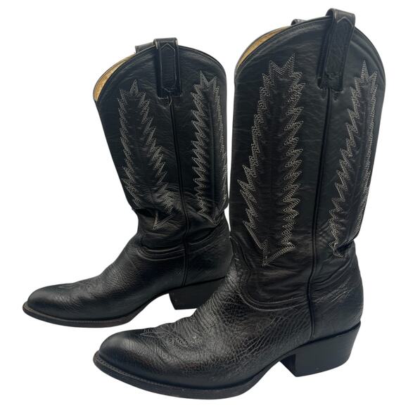 Rudel Embroidered Mid Calf Leather Rodeo Cowboy Western Boots Black Size 9.5D - Picture 4 of 8